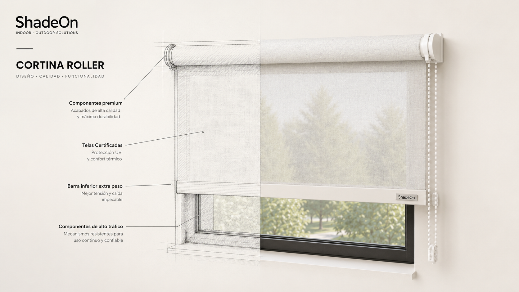 Cortinas Roller Sun Screen y BlackOut a medida ShadeOn